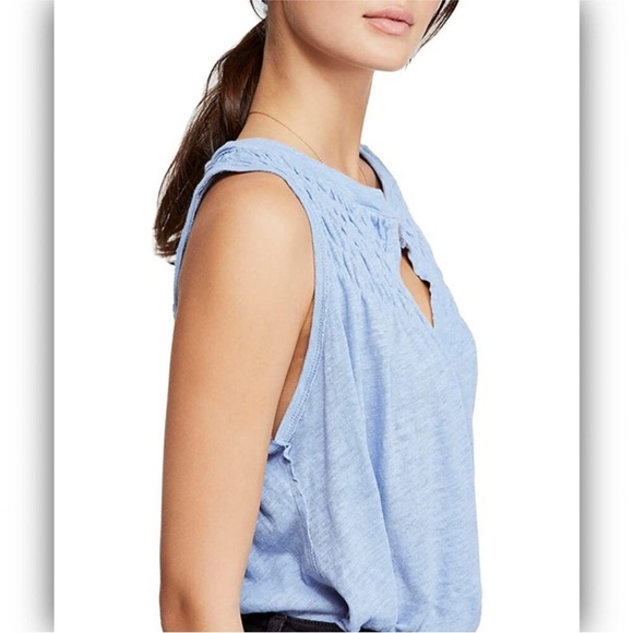 Free People Sky Dreamy Clouds Blue Sleeveless Blouse - Picture 4 of 10